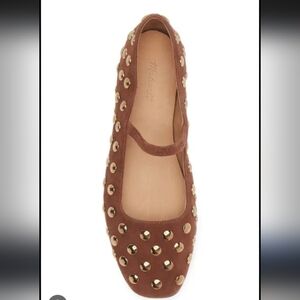 Madewell Greta Studded Suede Ballet Flat, Soft Mahogany (Brown), 6.5